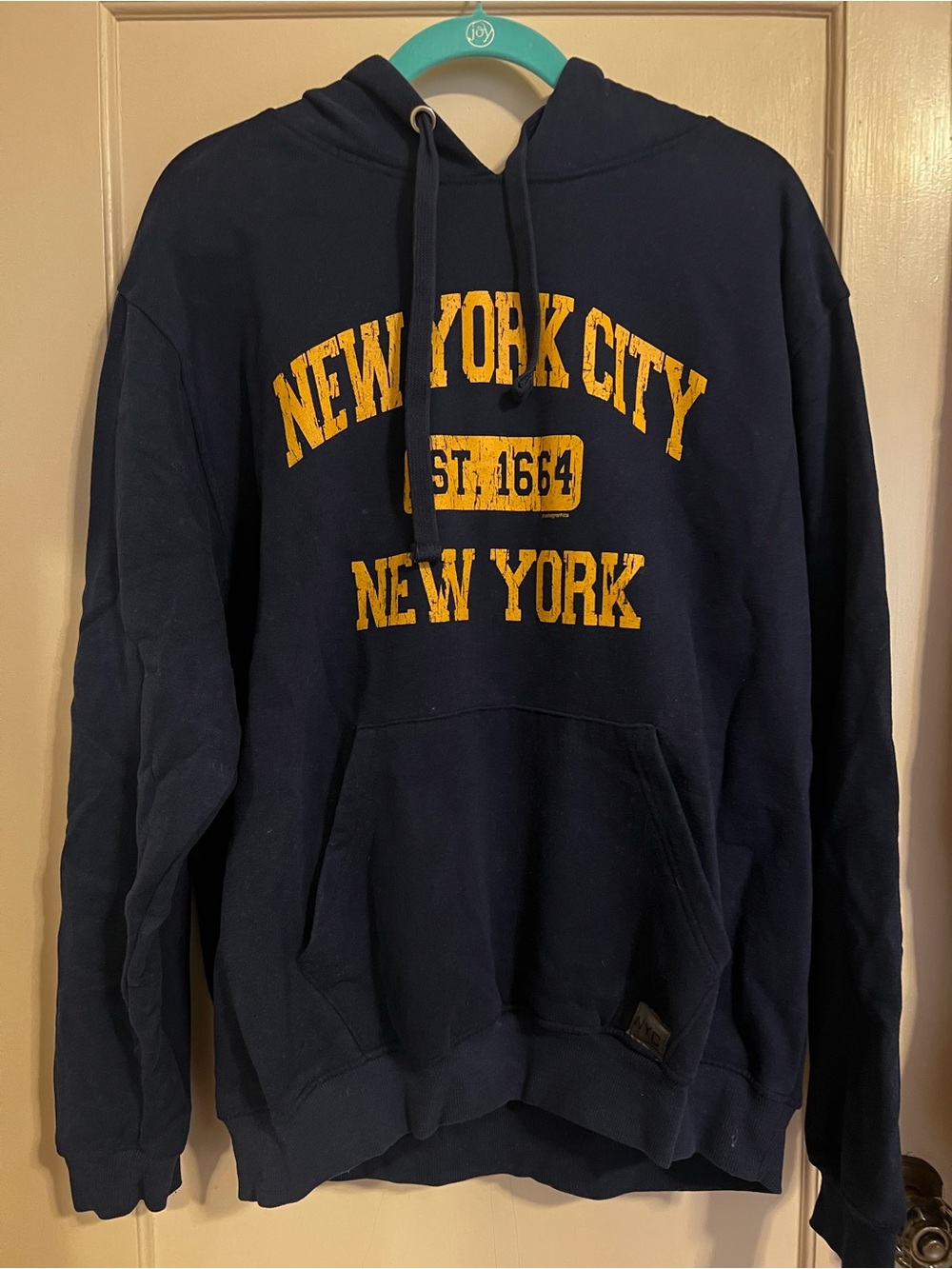 Navy New York City Graphic Hoodie with Gold Print